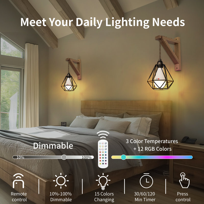 Wireless RGB Wall Sconces With Remote Control