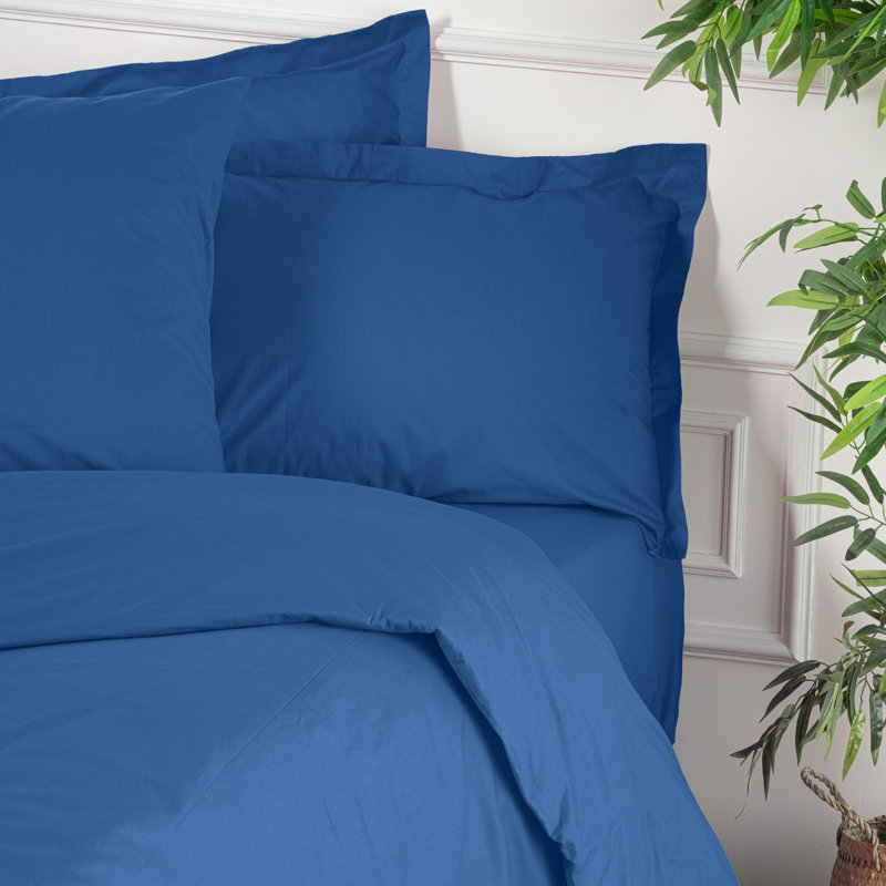 Luxurious 100% Cotton Ranforce Double Quilt Cover, 79 x 79 Inches | Soft Blue Color, 155 Thread Count, Button Closure | Machine Washable at 30°C | Perfect for Cozy Bedroom Aesthetics and Comfort