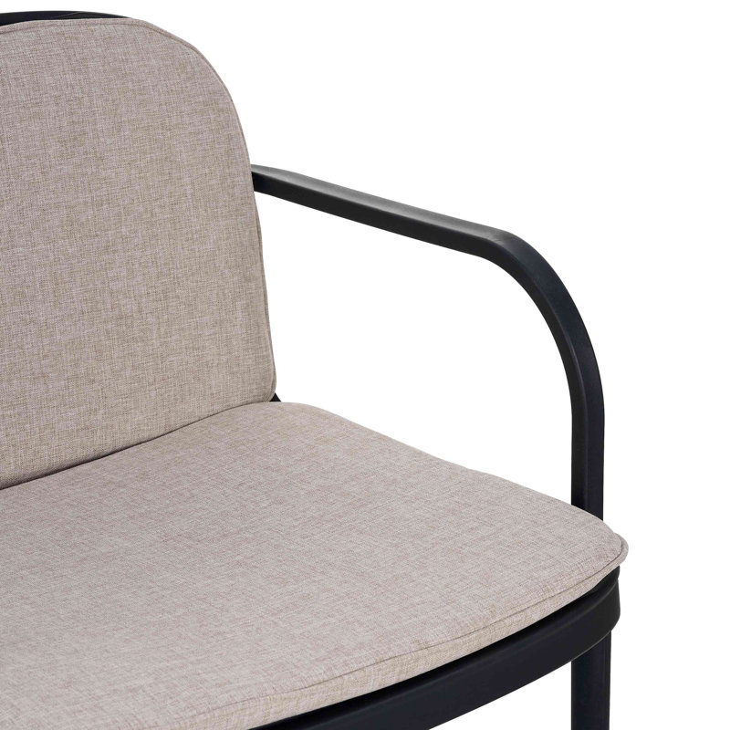 Ensemble de conversation d'extérieur 3 pièces PP, cadre avec coussin, Beige, Noir
