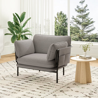 Oversized Living Room Chairs, Modern Armchair With Side Storage Pockets by Ebern Designs