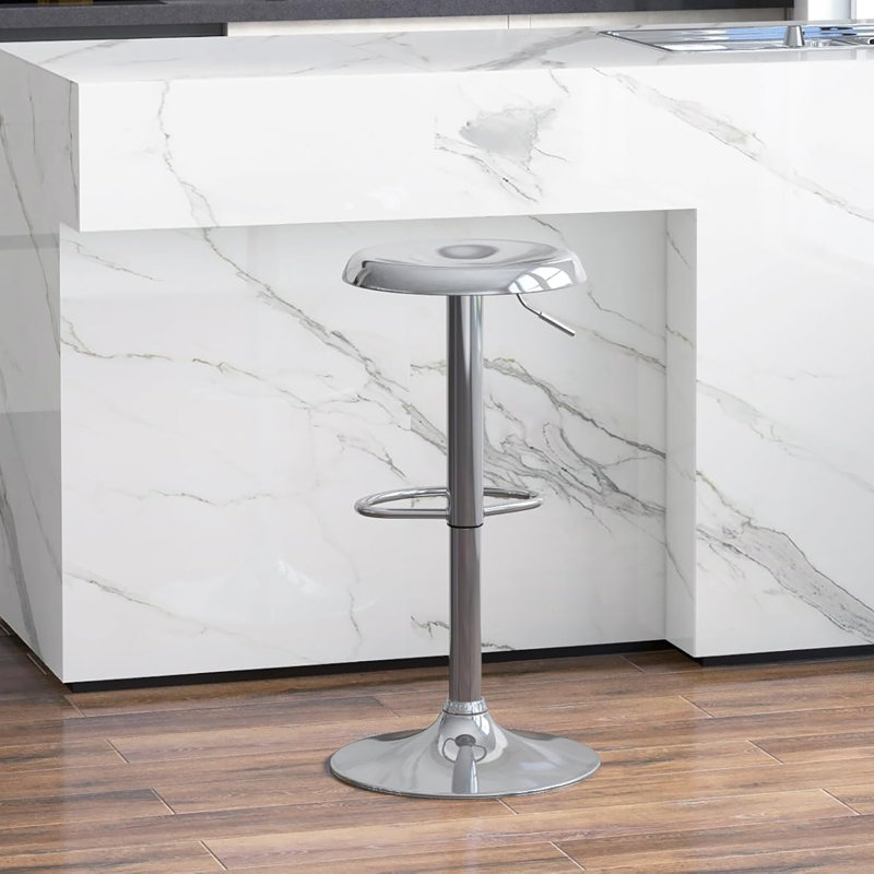 Juddson 1Pc Bar Stools, Adjustable Height Swivel Bar Stools, Metal Airlift Barstools, Backless Counter Height Bar Chairs for Kitchen Dining Room Pub Cafe