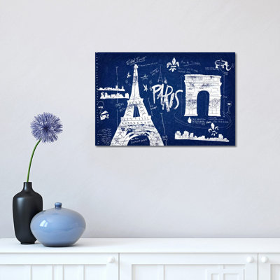 Paris Blue 1 Piece Wrapped Canvas Painting