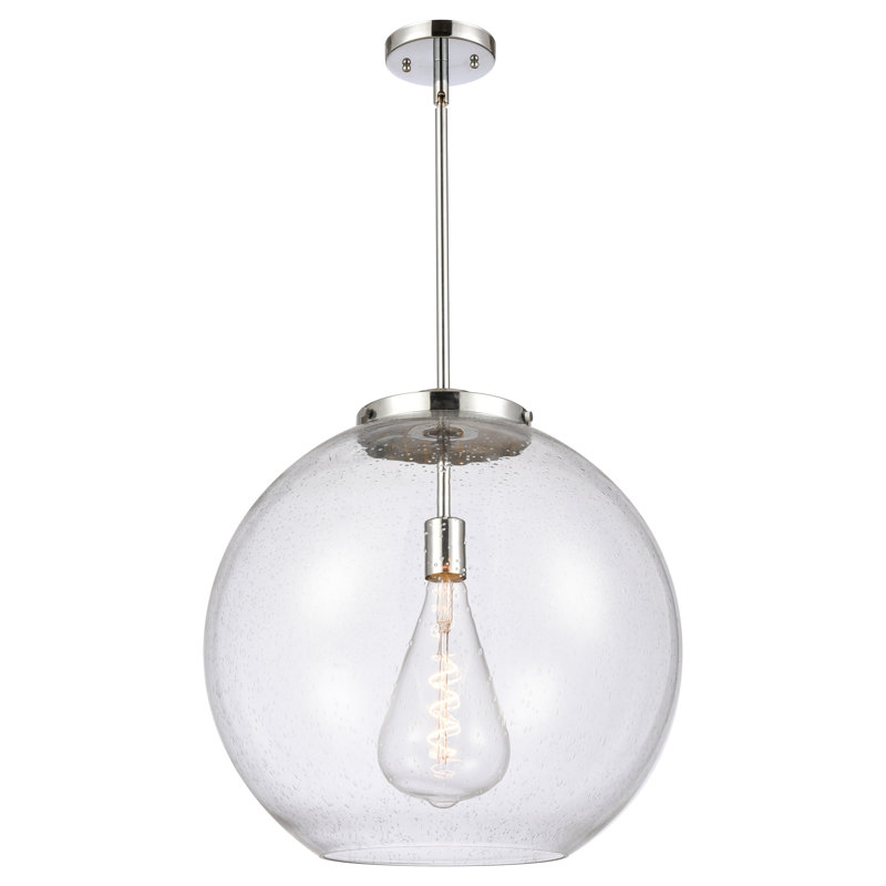 Luminaire suspendu sphère 1 lumière DEL Ralph, Grainé, Chrome poli