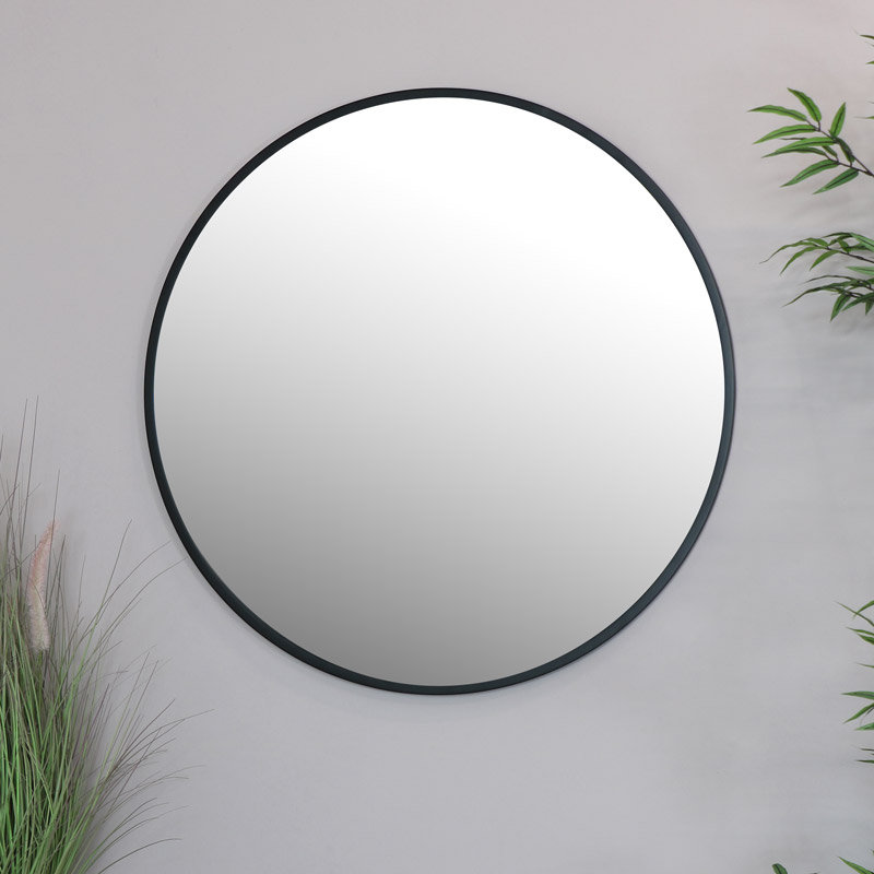 Winship Metal Wall Mirror, Black, 120cm H x 120cm W