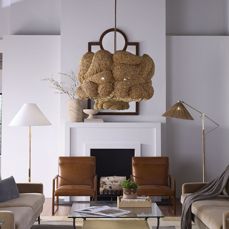 Anguilla 6-Light Wood Beaded Chandelier, Natural, Natural
