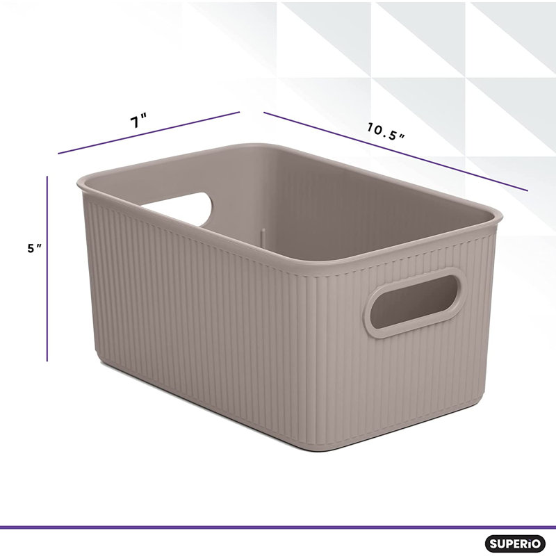 Paniers de rangement en plastique, 4, Taupe