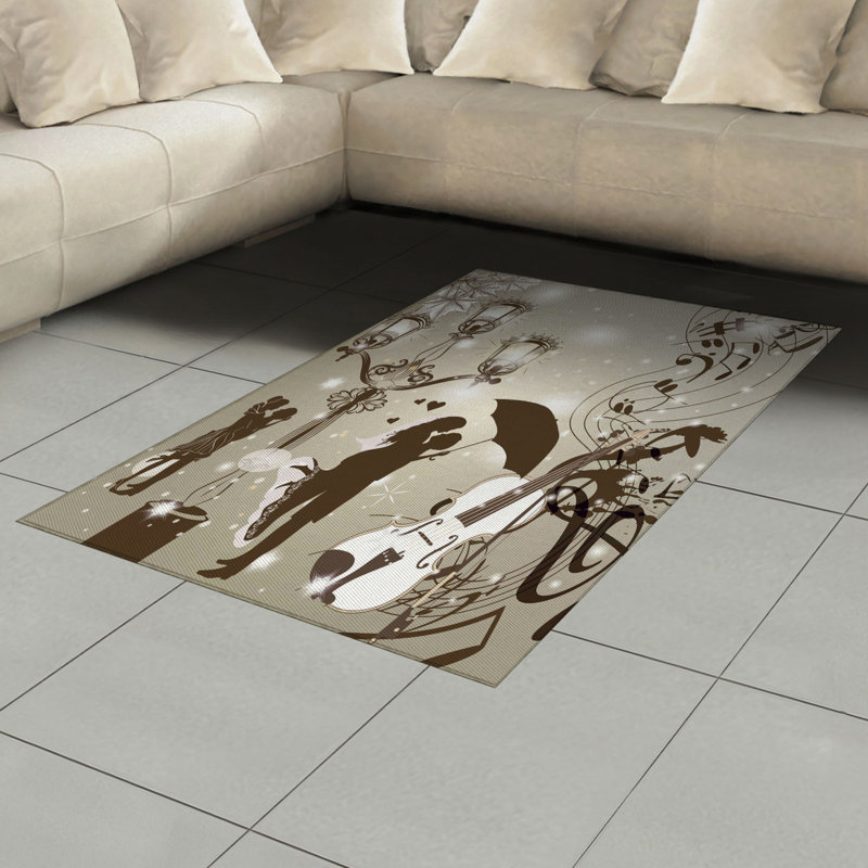 Tapis décoratif à haute densité en fibres de polyester à haute densité Valentine, Rectangle— 4 pi x 5 pi 8 po