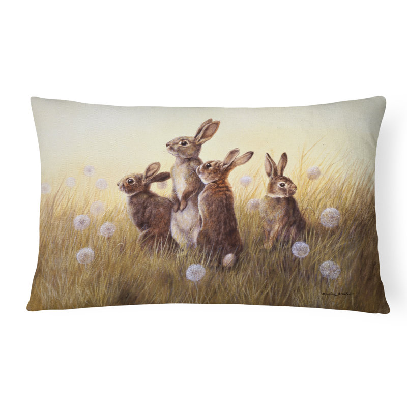  Coussin intérieur / extérieur en tissu Rabbits in the Dandelions
