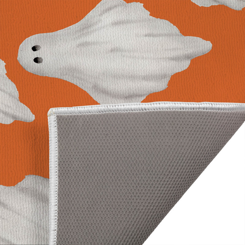 Tapis de porte extérieur Spooky Ghost, L 17 po x L 24 po, Orange