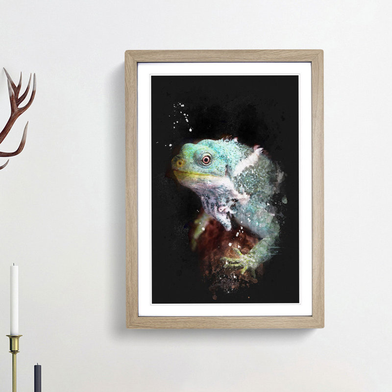 Fiji Iguana - Framed Print, Oak Framed, 45cm H x 33cm W x 2cm D