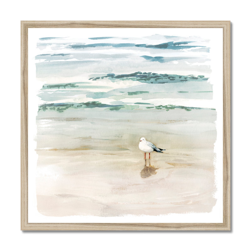 Seagull Cove II by Victoria Borges - Painting, 95cm H x 95cm W, Natural Wood Framed Paper Print