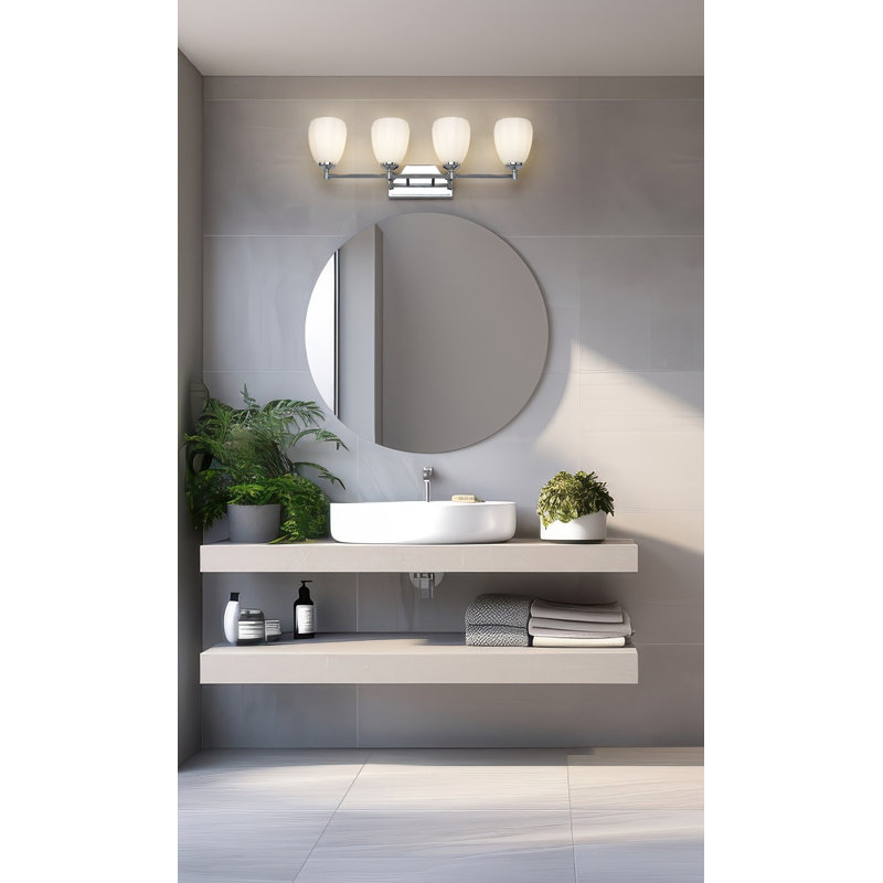 Mattera Modern Vanity, 10" H x 31" W x 6.5" D, Chrome, 4 Lights