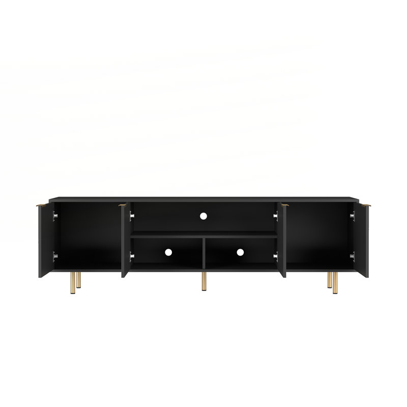 TV Stand Fluted 68" with Power Outlet, Black
