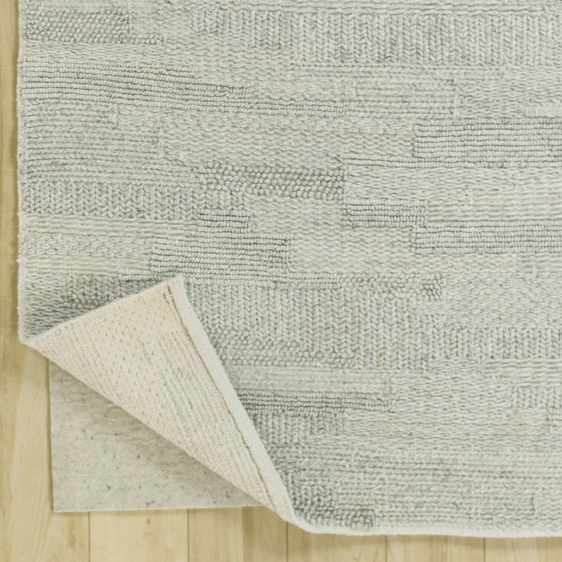 Tapis 100% polyester tissé à la main, Argent argent, 5 pi x 8 pi