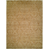 Wool Damask Area Rug in Beige