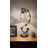 Simonson Tiffany Table Lamp White Stained Glass Flowers Iron Metal Leaves 11"W*8"D*21"H