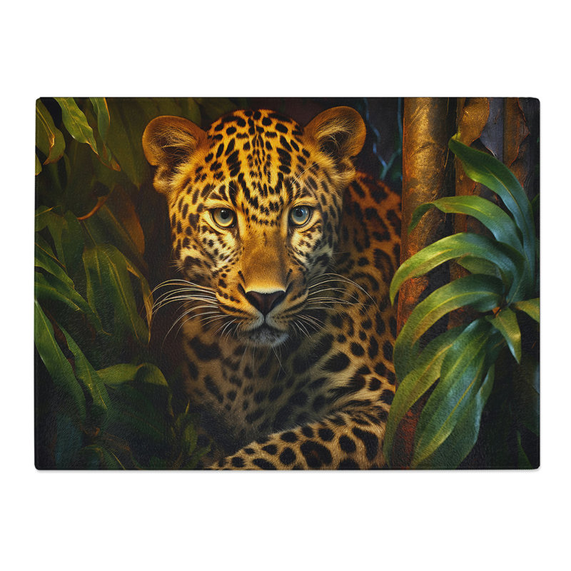 Leopard Photograph 8K  Glass Chopping Board