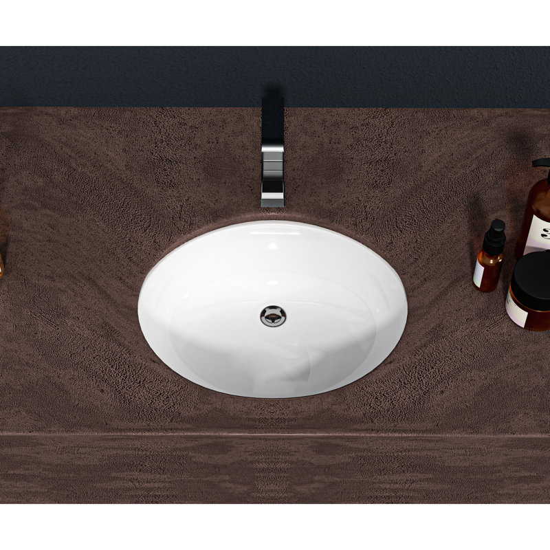 Lavabo ovale en céramique de 19 po x 16 po x 8 po avec trop-plein - blanc, encastré, teinté, caractéristique de salle de bain moderne 19 po x 16 po, qui rehausse l'espace