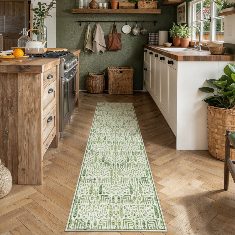  Cherry Machine Washable Oriental Area Rug with Non-Slip Backing, Runner 2' x 8'