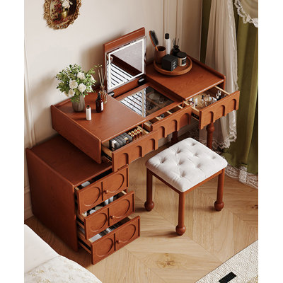 Bureau à langer en bois massif rétro avec rangement intérieur de grande capacité
