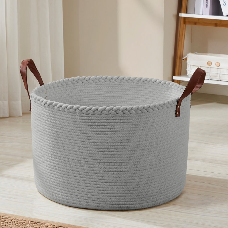 Fabric Laundry Basket with Handles, Gray