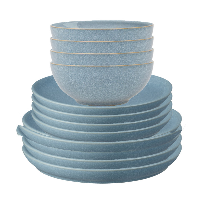 Elements Light Grey Coupe 12Pc Tableware Set, Blue