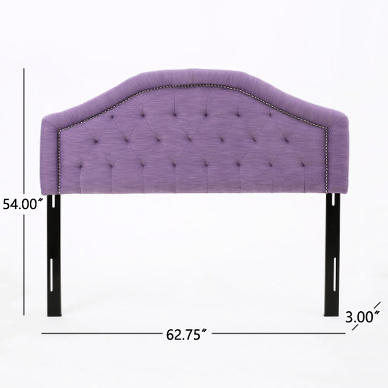 Purple Full Headboard - Contemporary Look With Upholstered Texture And Stylish Nailhead Accents For Bed Style Pattern Attractive