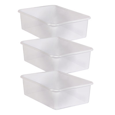  Grand bac de rangement en plastique, transparent, paquet de 3