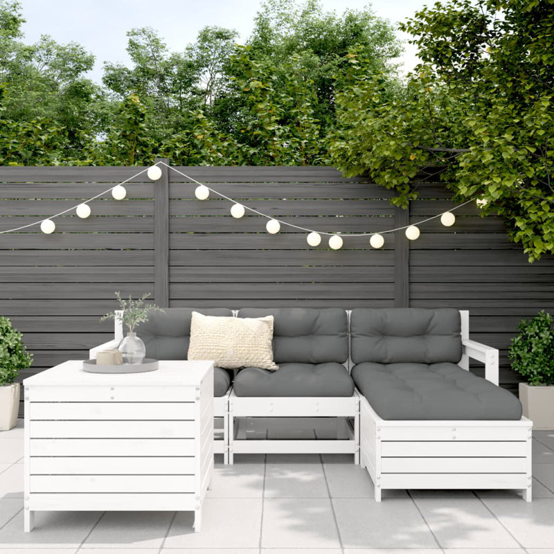 Adrianne 62cm Wide Rectangle Patio Sofa, Grey, White