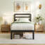 Lit plateforme simple en métal noir de 18 po avec tête de lit moderne Kynnleigh, support en acier robuste, rangement sous le lit, aucun sommier nécessaire-19330559-53588376