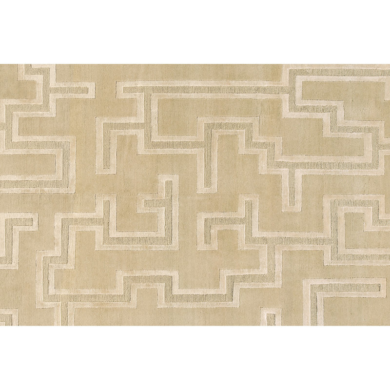 Geometric Area Rug in Cream/Butter/Gray, Rectangle 9' x 12'