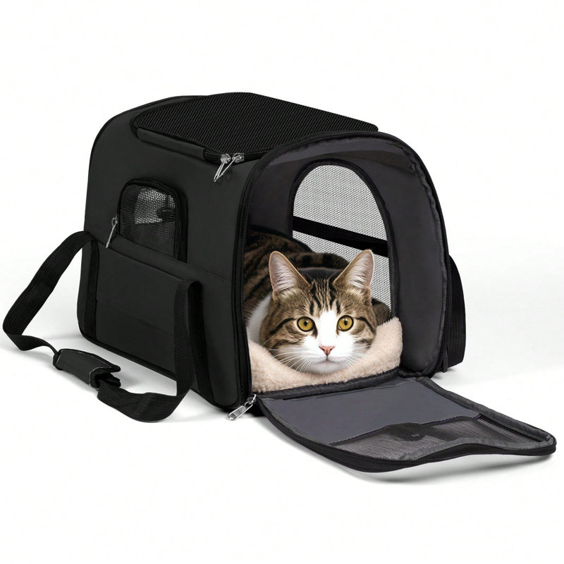 Sac de transport pour chien pour animaux de compagnie de taille moyenne - Sac de chat et de chiot pliable à côtés souples, approuvé par la compagnie aérienne, transporteur de voyage portable jusqu'à 20 lb