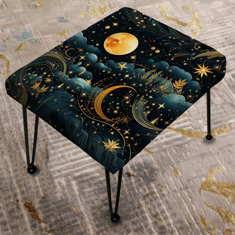 Blue Celestial Boho Pattern V - Boho Rectangle Ottoman
