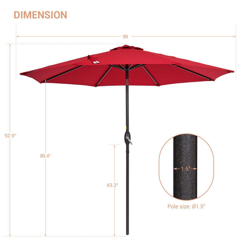 Parasol de marché 108 po Dorava, Rouge