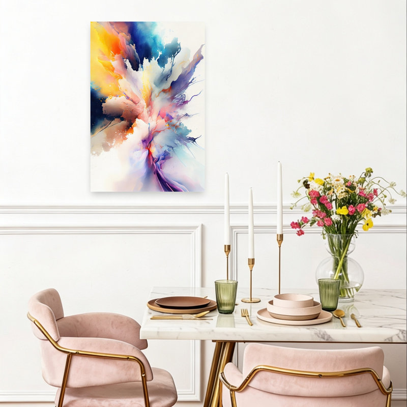 Vibrant Color Explosion Abstract Bold Colorful Violet Wall Art Print 1 Piece Wrapped Canvas Wall Art, 60.96cm H x 40.64cm W