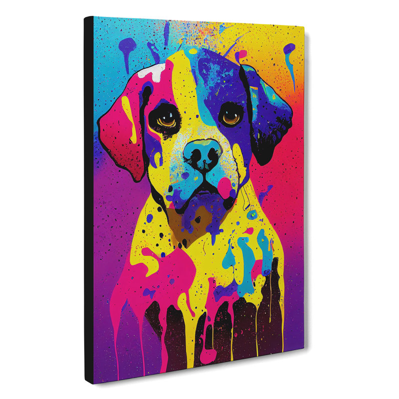 Painted Dog No.1 - Wrapped Canvas, 60cm H x 40cm W x 3cm D