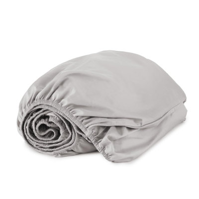 Drap-housse simple biologique avec pochette profonde - draps 100% coton biologique avec tissage en satin de coton à densité de tissage 500 respirant et certifié Fairtrade - Draps-housse seulement (gris, simple)