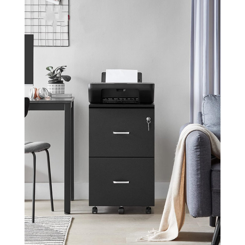 43cm Wide 2 -Drawer Mobile File Cabinet, Black
