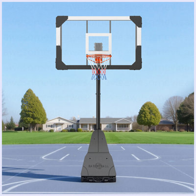 Portable Basketball Stand, 8.04 To 10 Ft Height Adjustment Basketball Hoop & Goal, Basketballs Hoop Outdoor With 44 Inch PC Backboard For Kids, Adults In Schools, Parks, Indoor & Outdoor Use