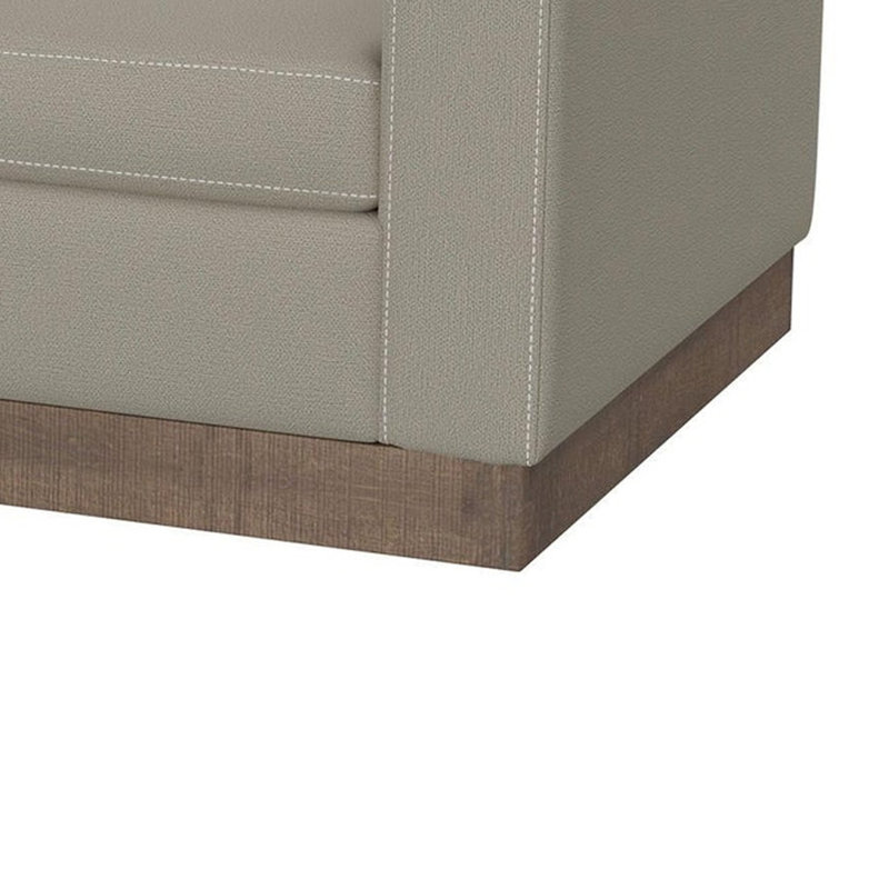 Causeuse Jeni, 2 coussins décoratifs, moderne 64 po, Gris amande, H 36,25 po x l 89,5 po x P 39 po, polyester