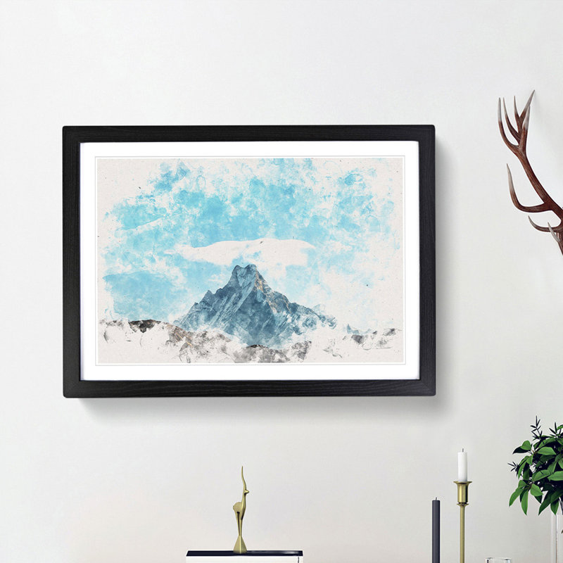 Fishtail Mountain in Nepal - Picture Frame Painting Print, 36cm H x 48cm W x 2cm D, Black Framed