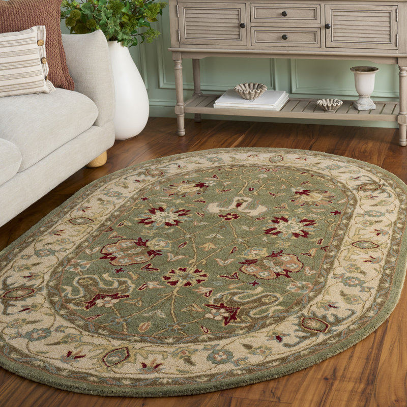 Tapis oriental en laine touffeté à la main Dunbar, Ovale 4 pi 6 po x 6 pi 6 po