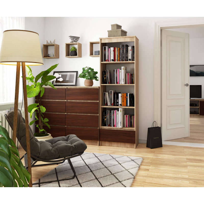 Alexsandra 180cm H x 60cm W Standard Bookcase, Sonoma Oak/Venge