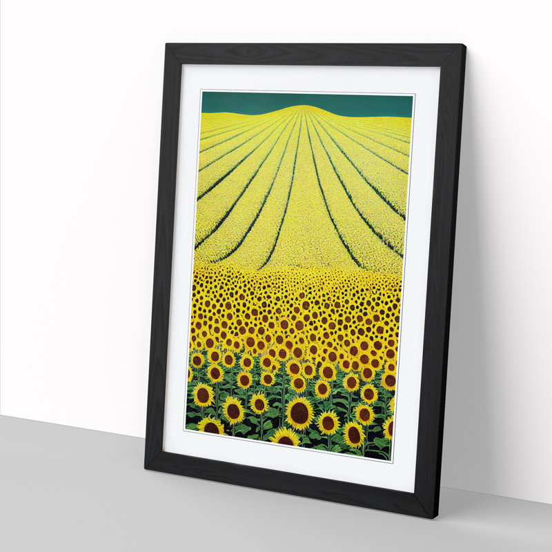 Unique Sunflower Field Vol.3 - Picture Frame Print, Black, 34cm H x 25cm W x 2cm D