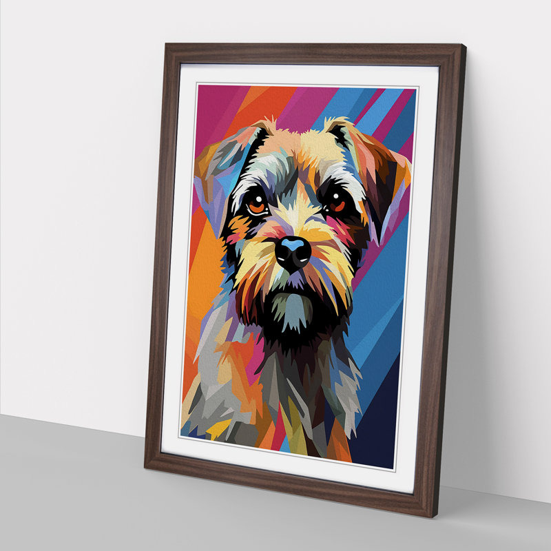 Border Terrier Constructivism - Framed Print, Walnut Framed, 64cm H x 46cm W x 2cm D