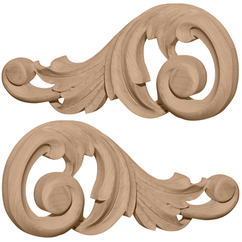 Swaying 4.13'' H x 9.13'' W x 0.75'' D Wood Onlay Scroll