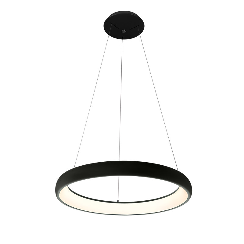 1 - Light LED Wagon Wheel Pendant, 6cm H x 41cm W x 41cm D, Black