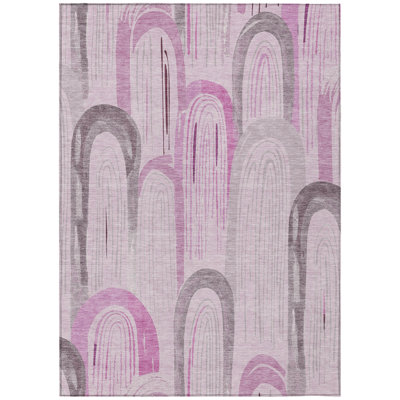Zaralith Pink Washable Indoor-Outdoor Rug - LOOMLAN