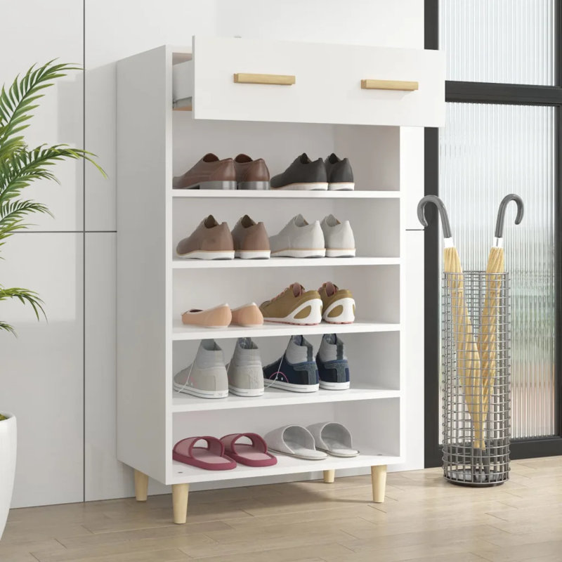 10 Pair Shoe Storage Cabinet, White