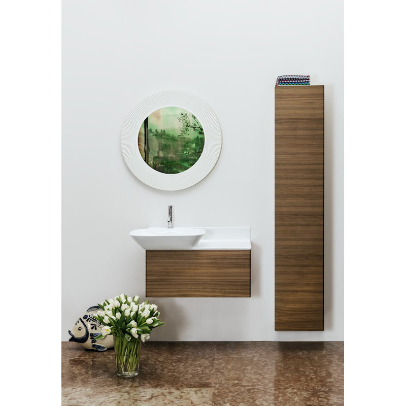 Ino 70.87" H x 14.17" W x 12" D Linen Cabinet, Walnut, Right Hinge